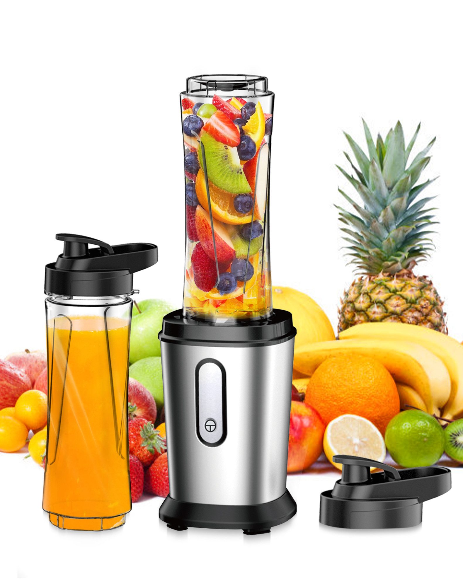 Fofile Смузи мейкеры Миксер 22.000 U/min mit 2x 600ml Trinkflasche, 500 W, BPA-frei, 304 Edelstahl Klingen, Motorbasis mit rutschfesten Pads