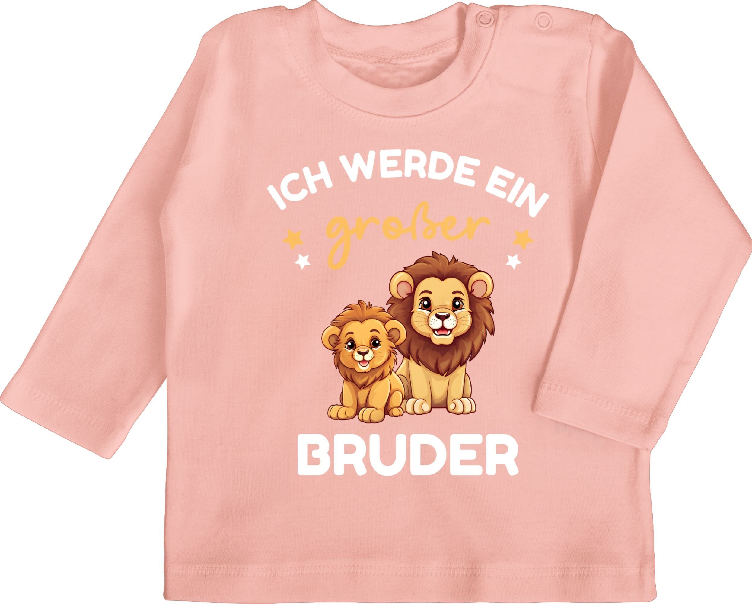 werde Großer Löwen Geschenk Bruder Babyrosa T-Shirt Bruder 3 Ich großer Shirtracer