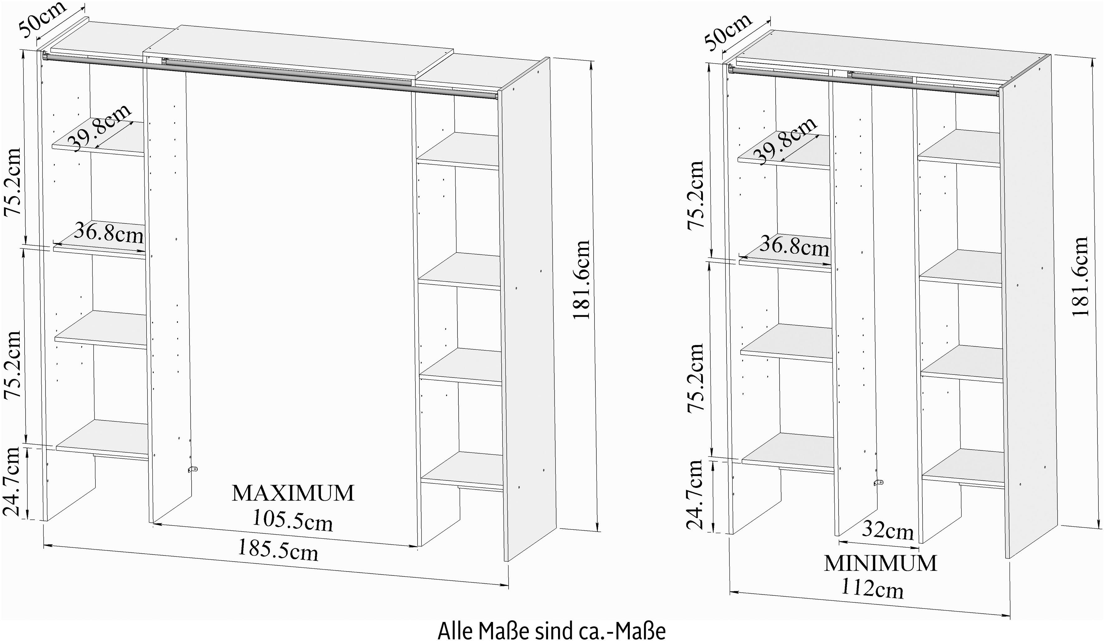 TemaHome Kleiderschrank 185,3 | auf eichefarbig Ausziehbarer cm eichefarbig TOM