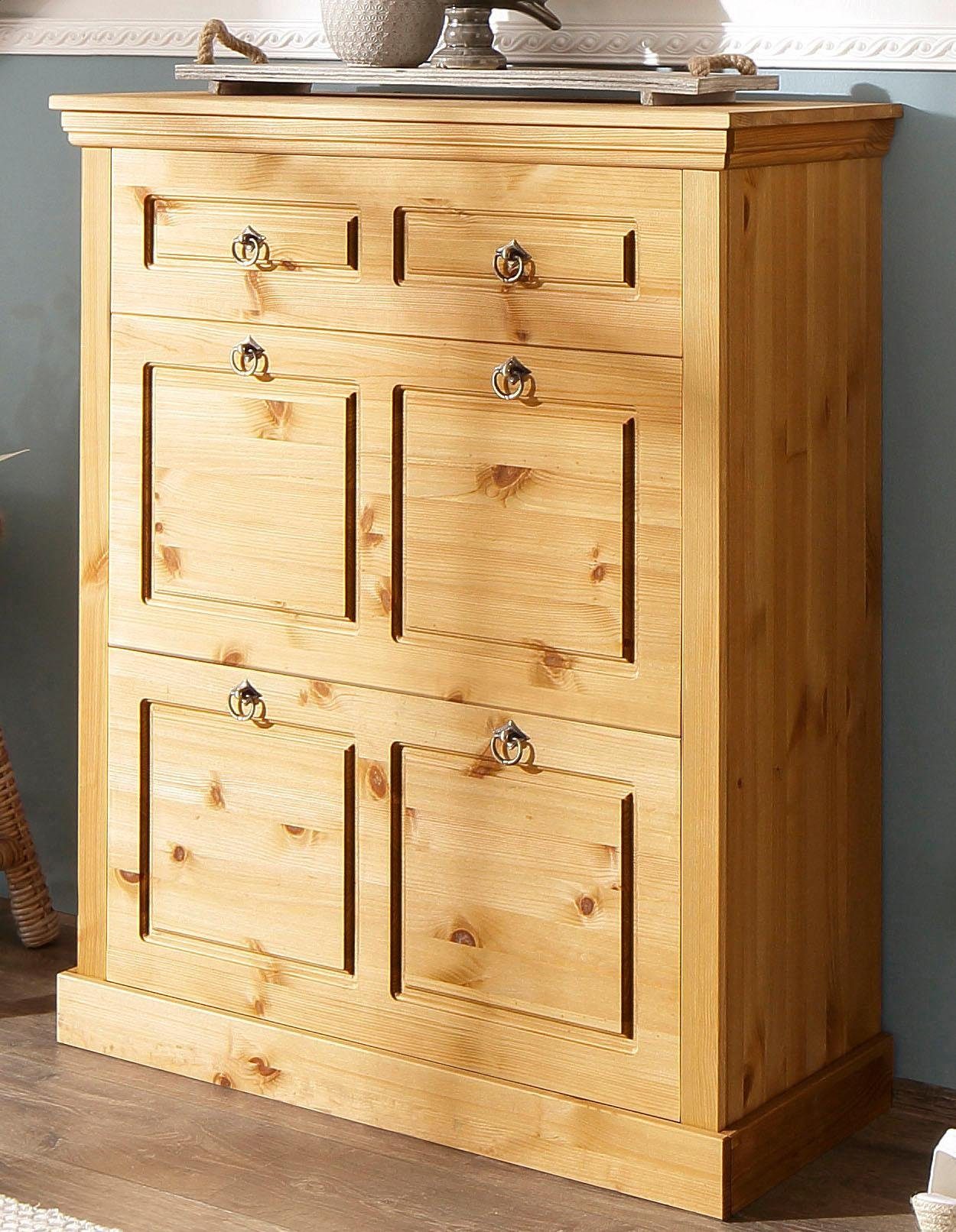 OTTO home Schuhschrank Basilico aus massiver Kiefer, FSC®, Breite 90 cm, mit Schublade, Kassettenoptik