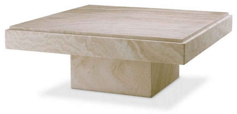 Casa Padrino Couchtisch Luxus Couchtisch Beige 83 x 83 x H. 32 cm - Quadratischer Naturstein Wohnzimmertisch - Luxus Möbel