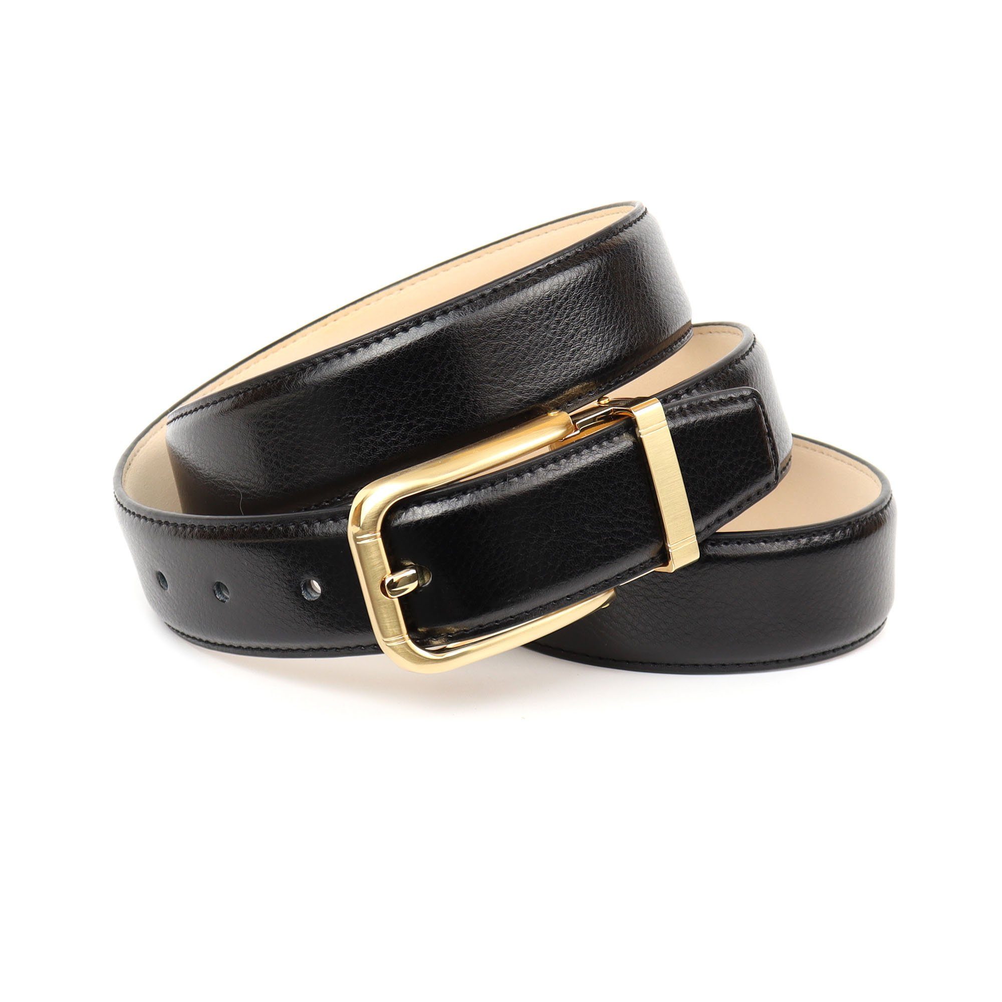 Anthoni Crown Ledergürtel Schließe goldfarben, leicht bombiert günstig online kaufen