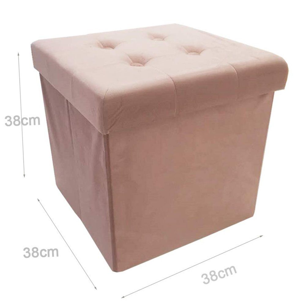 * aus Sitzbank mit Sitzhocker style Fußhocker), Sitzwürfel (Aufbewahrungsbox * Schlafzimmer, 38 Pink 38 mit Sitztruhe für cm Stauraum 38 Samt, Wohnzimmer gepolstert Deckel, faltbare home