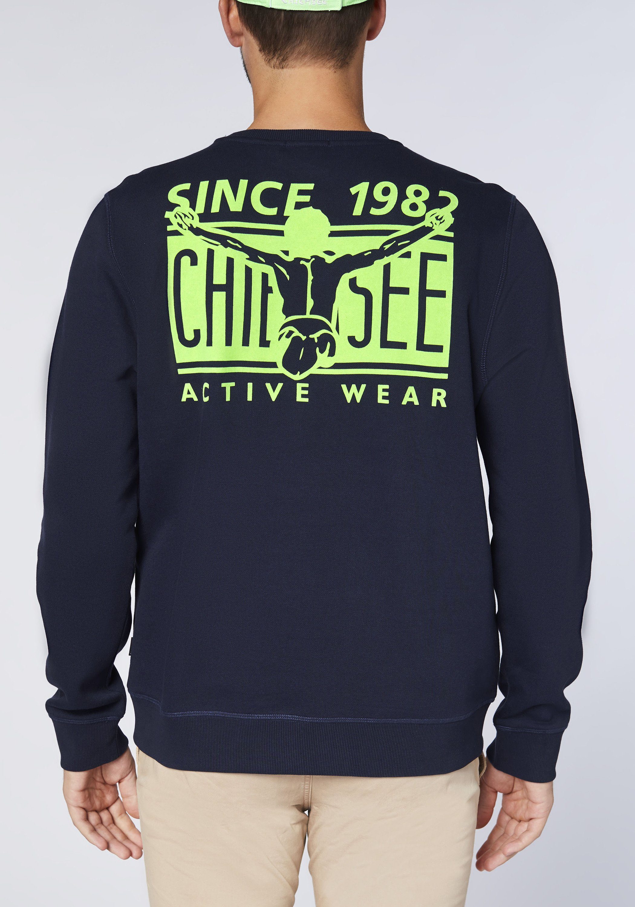 Sweatshirt Logo-Print mit Baumwollmix 1 blau Chiemsee aus dunkel Sweatshirt