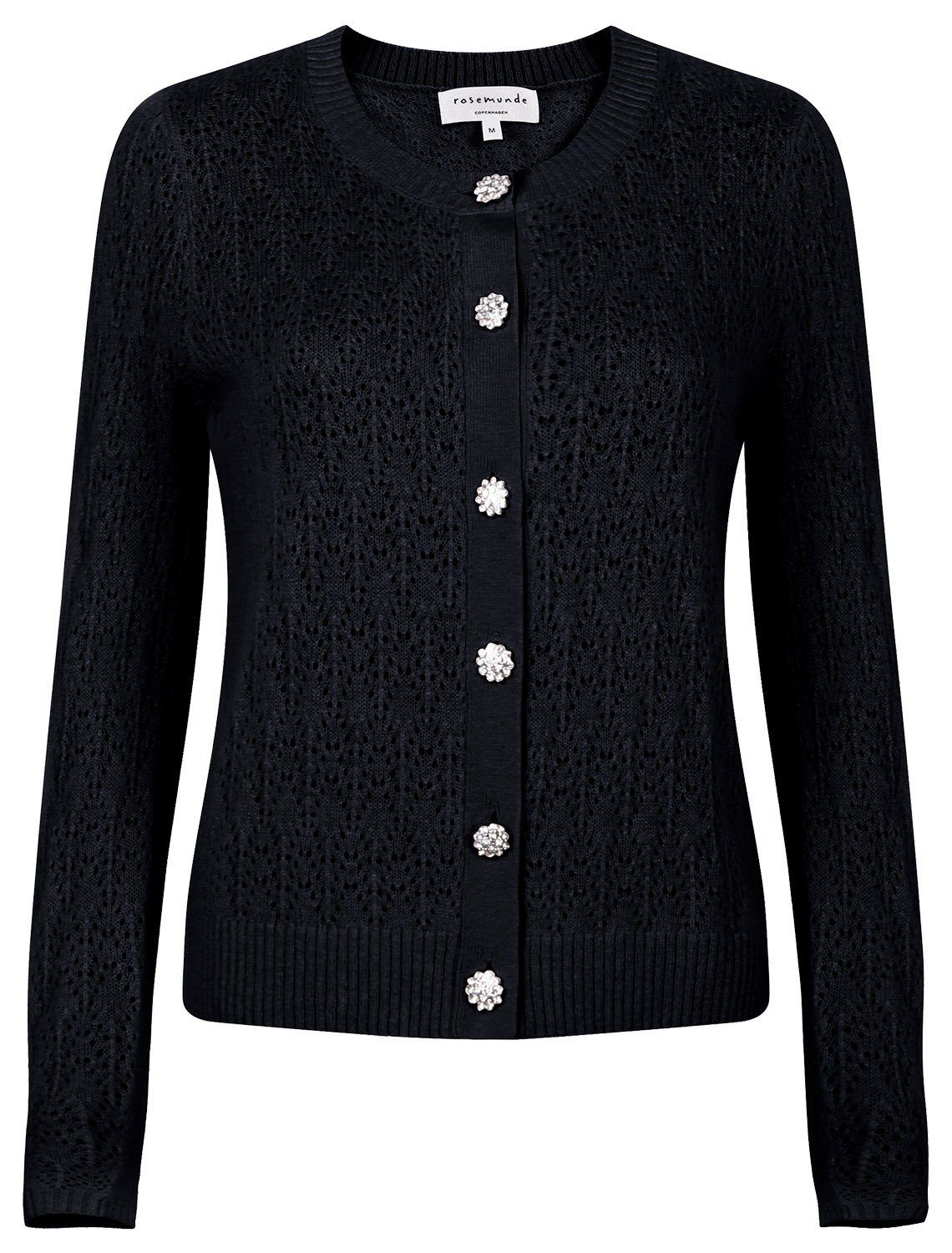 rosemunde Strickjacke mit Knopfverschluss / Muster Raglan / Strickjacke: Wolle (70% Schurwolle, 30% Kaschmir, Knöpfe: Acryl (Rhinestone)