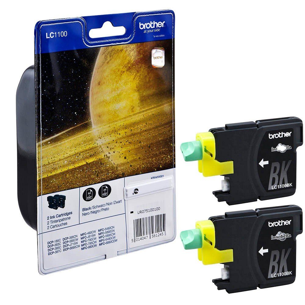 Brother 2 Tintenpatronen LC-1100 je ca. 450 Seiten - black Tintenpatrone (2 x Black (LC-1100BK)