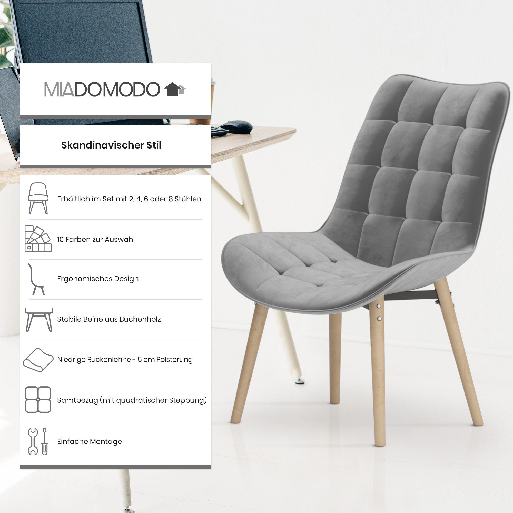 MIADOMODO Esszimmerstuhl Esszimmerstühle Wohnzimmerstühle Küchenstuhl Samt günstig online kaufen