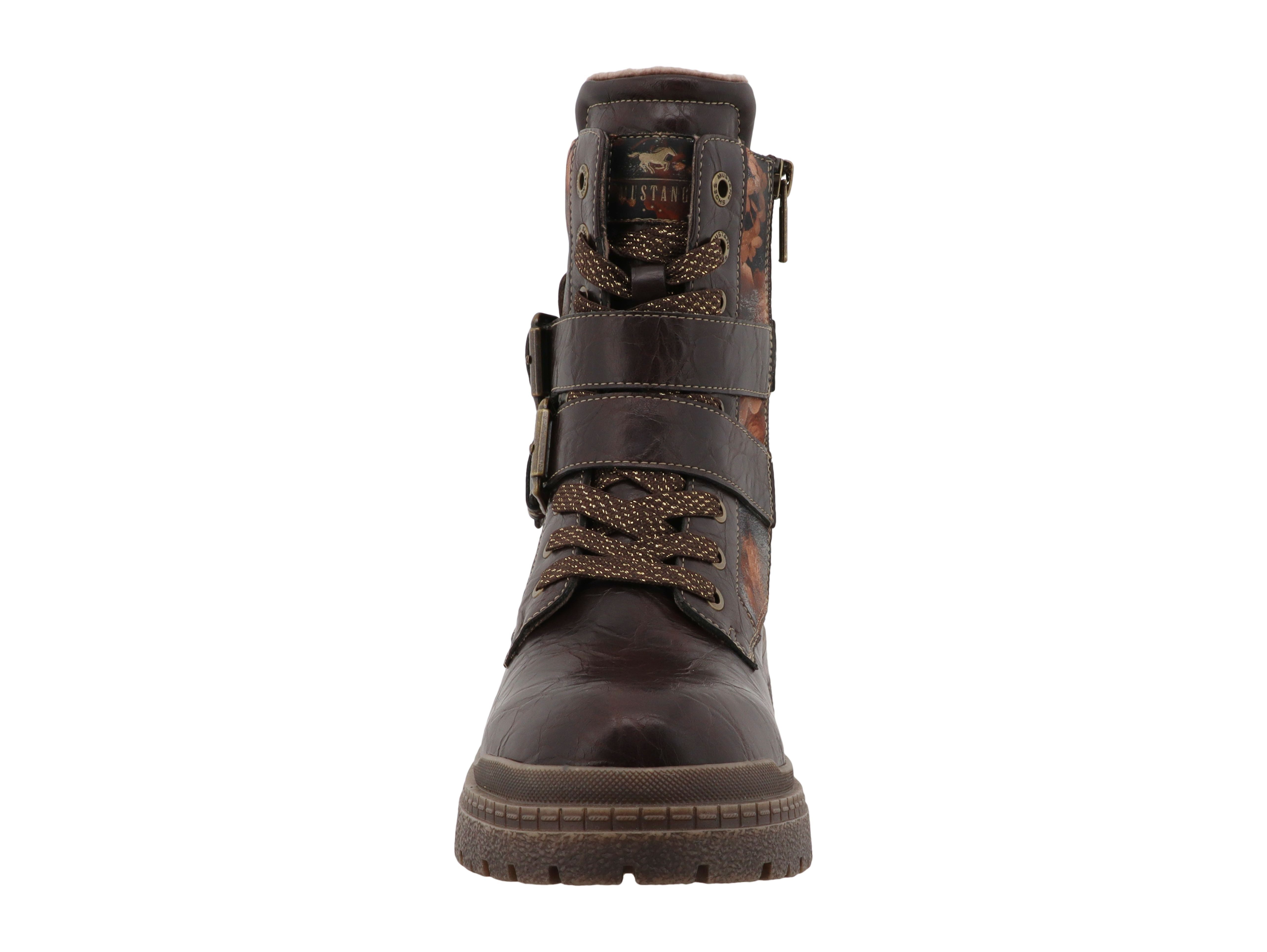 Mustang Shoes Stiefel Schnürstiefelette Blockabsatz, Schnürboots mit Kontrastbesatz – Bild 3 von 4