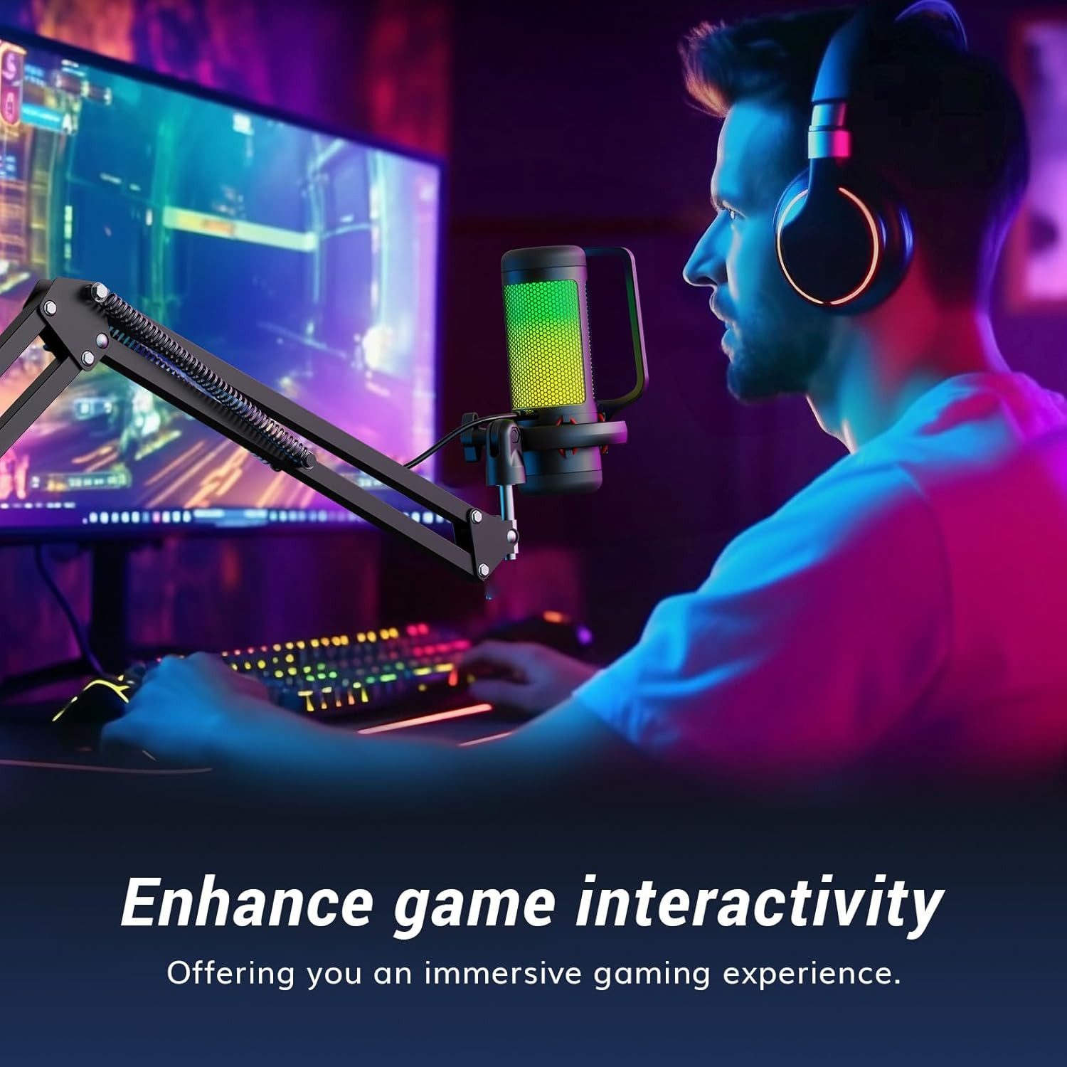 TONOR Mikrofon TONOR TC310+ RGB-Gaming-Mikrofon mit Mikrofonarm PS4/PS5