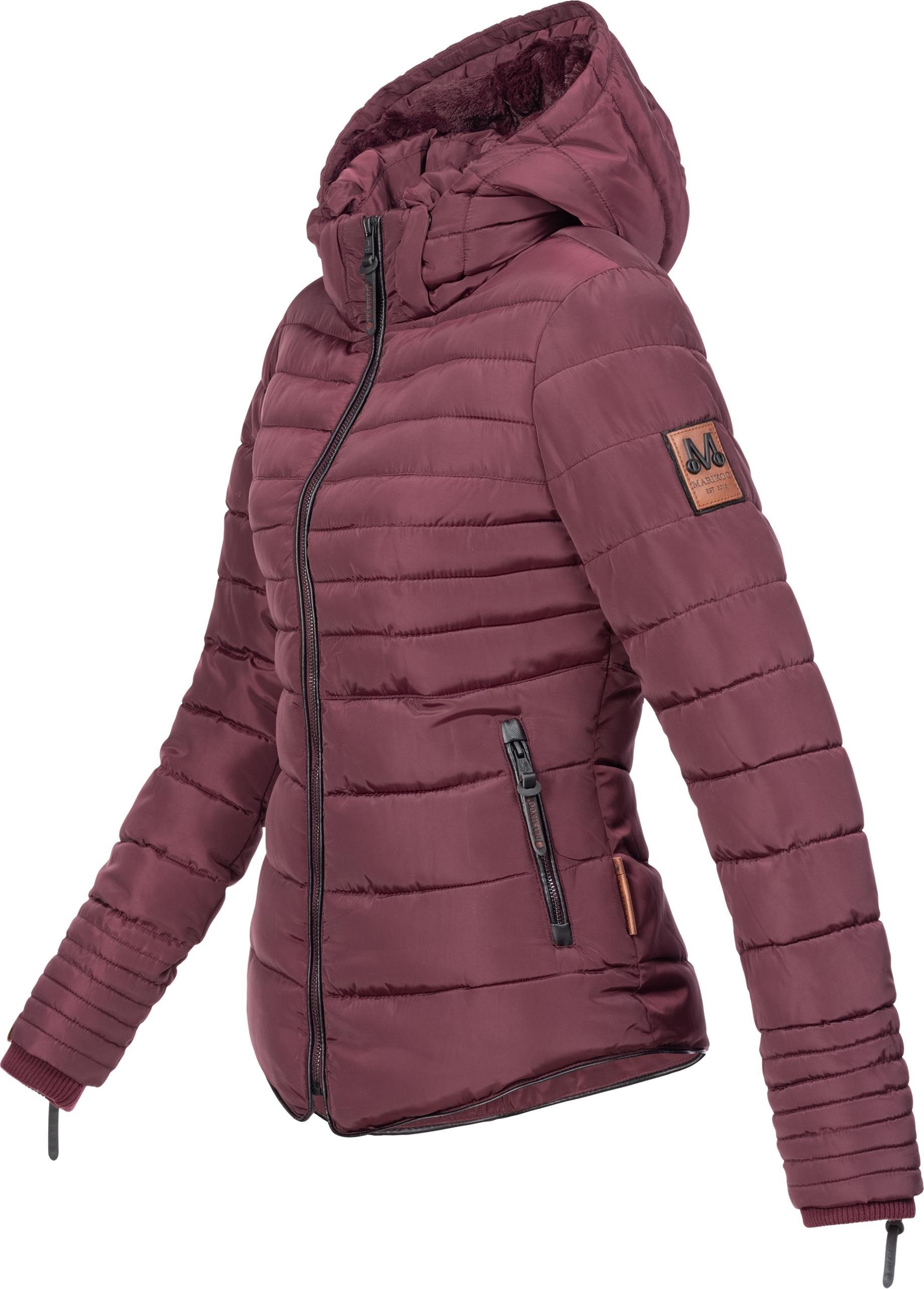 Amber Marikoo Teddyfutter Winterjacke stylische mit Steppjacke weinrot