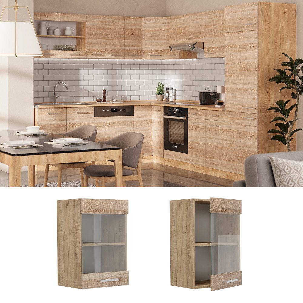 Vicco Glashängeschrank R-Line, Sonoma/Goldkraft Eiche, 40 günstig online kaufen