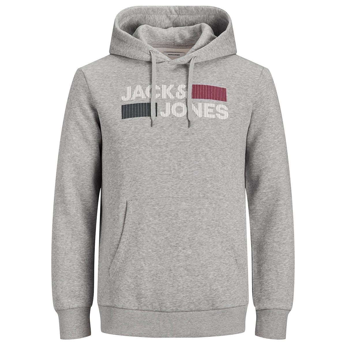 Jack & Jones Kapuzensweatshirt Große Größen Jack & Jones Hoodie grau  melange cooler Logodruck