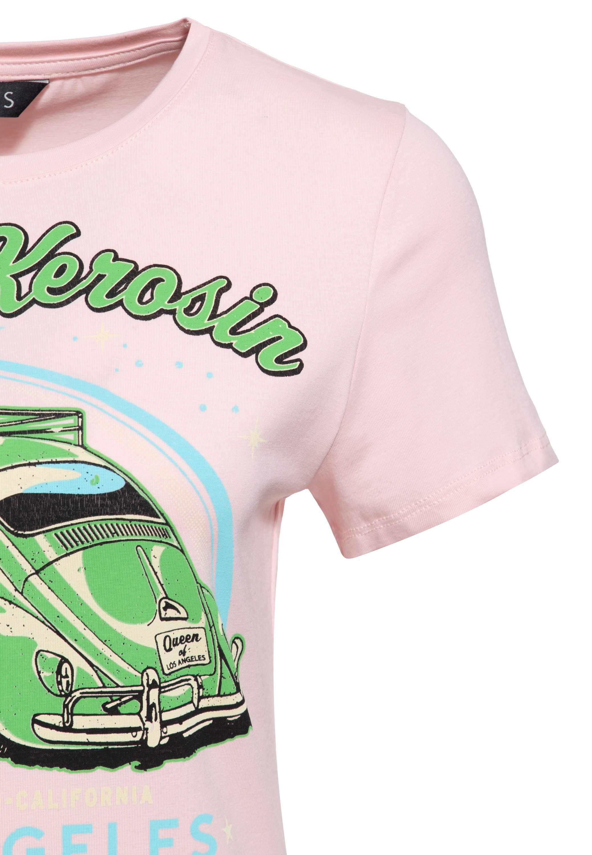 QueenKerosin Print-Shirt Los Angeles (1-tlg) mit Oldtimer-Print