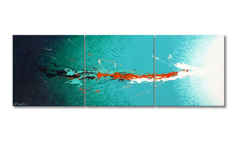 WandbilderXXL Gemälde Ice Explosion 180 x 60 cm, Abstraktes Gemälde, handgemaltes Unikat