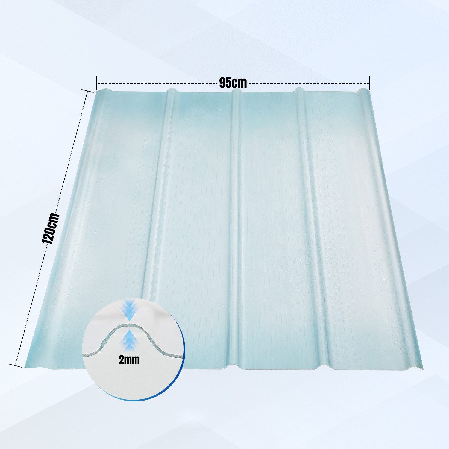 Clanmacy Wellplatte FRP-Trapezblech Wellplatte FRP-Tageslichtplatten für dach Dachplatten, 0.2 mm