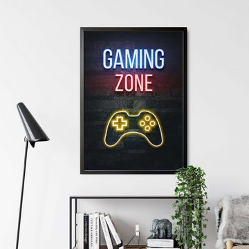 Likarto Poster Gaming Zone Poster, Gamer Deko, Geschenk für Zocker, Neoneffekt, Gaming Room Wanddekor