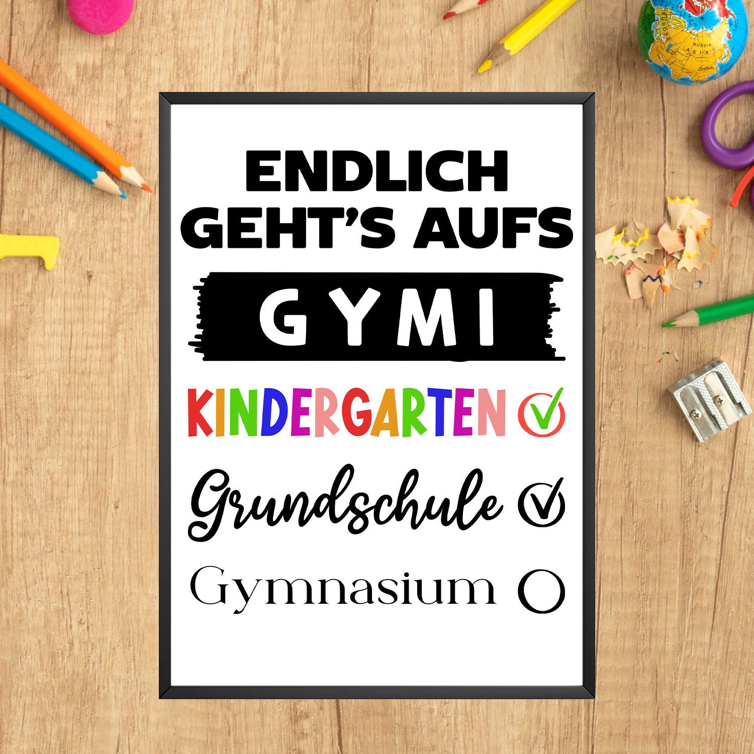 Tigerlino Poster Grundschulabschluss Geschenk Gymnasium Einschulung 5. Klasse
