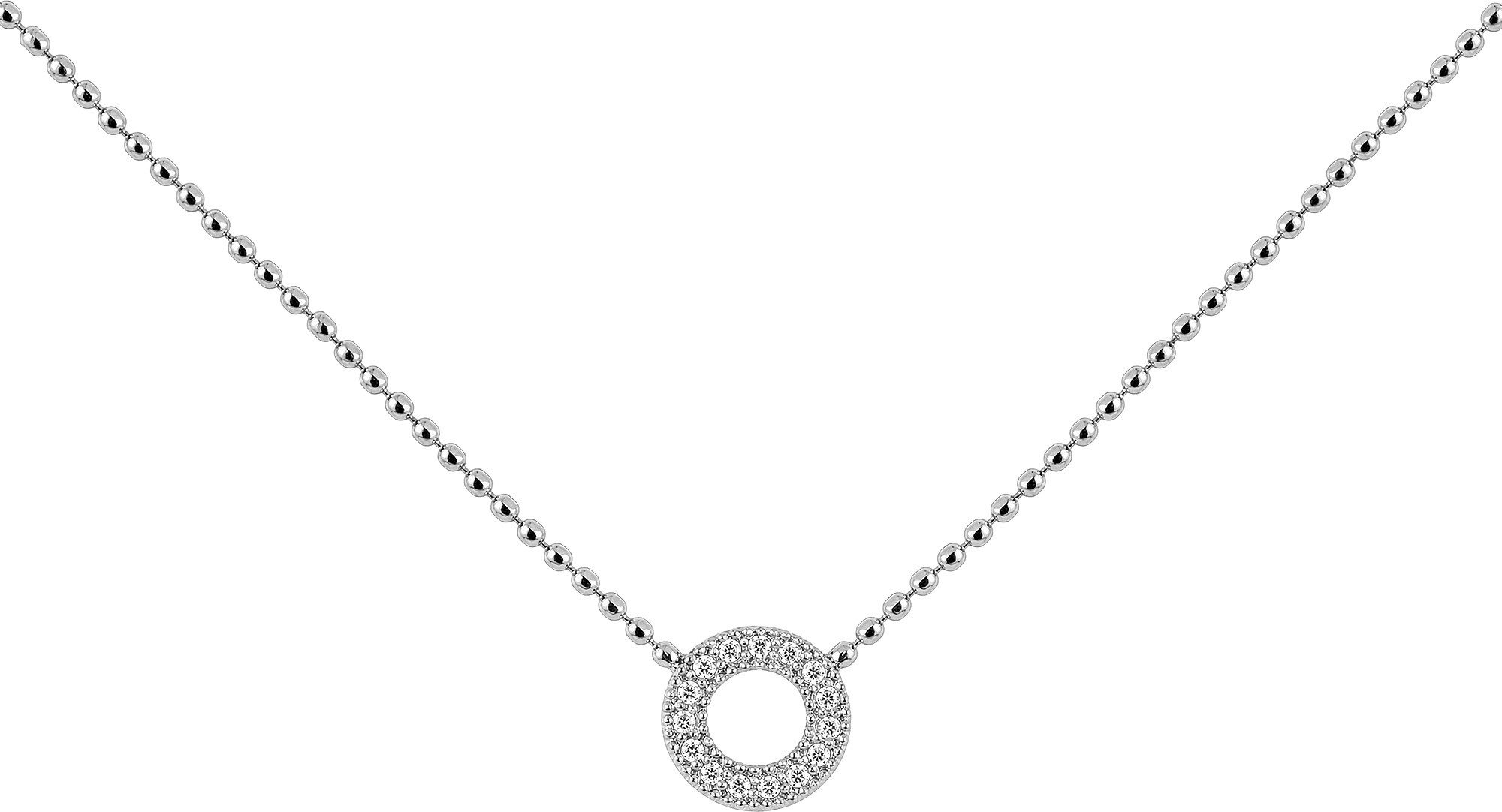 Jacques Lemans Kette mit Anhänger Kreis rund, mit Zirkonia (synth)