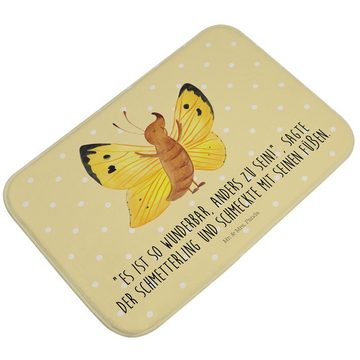 Badematte Schmetterling Zitronenfalter - Gelb Pastell - Geschenk, Duschteppich, Mr. & Mrs. Panda, Höhe 1 mm, 100% Polyester, rechteckig, Anti-Rutsch Sicherheit