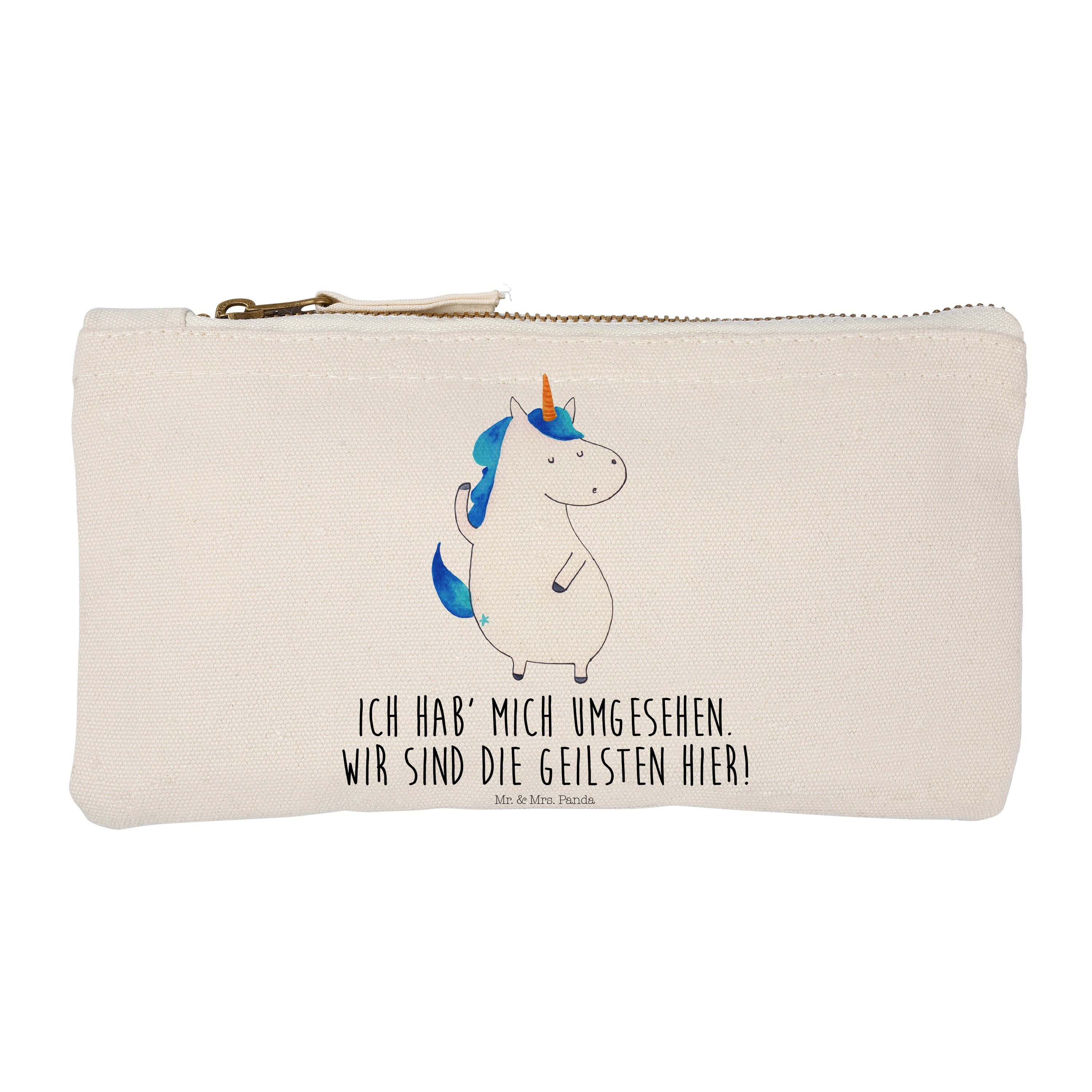 Mr. & Mrs. Panda Kosmetiktasche Einhorn Mann - Weiß - Geschenk, Pegasus, BFF, hübsch, Stiftemäppchen, (1-tlg)