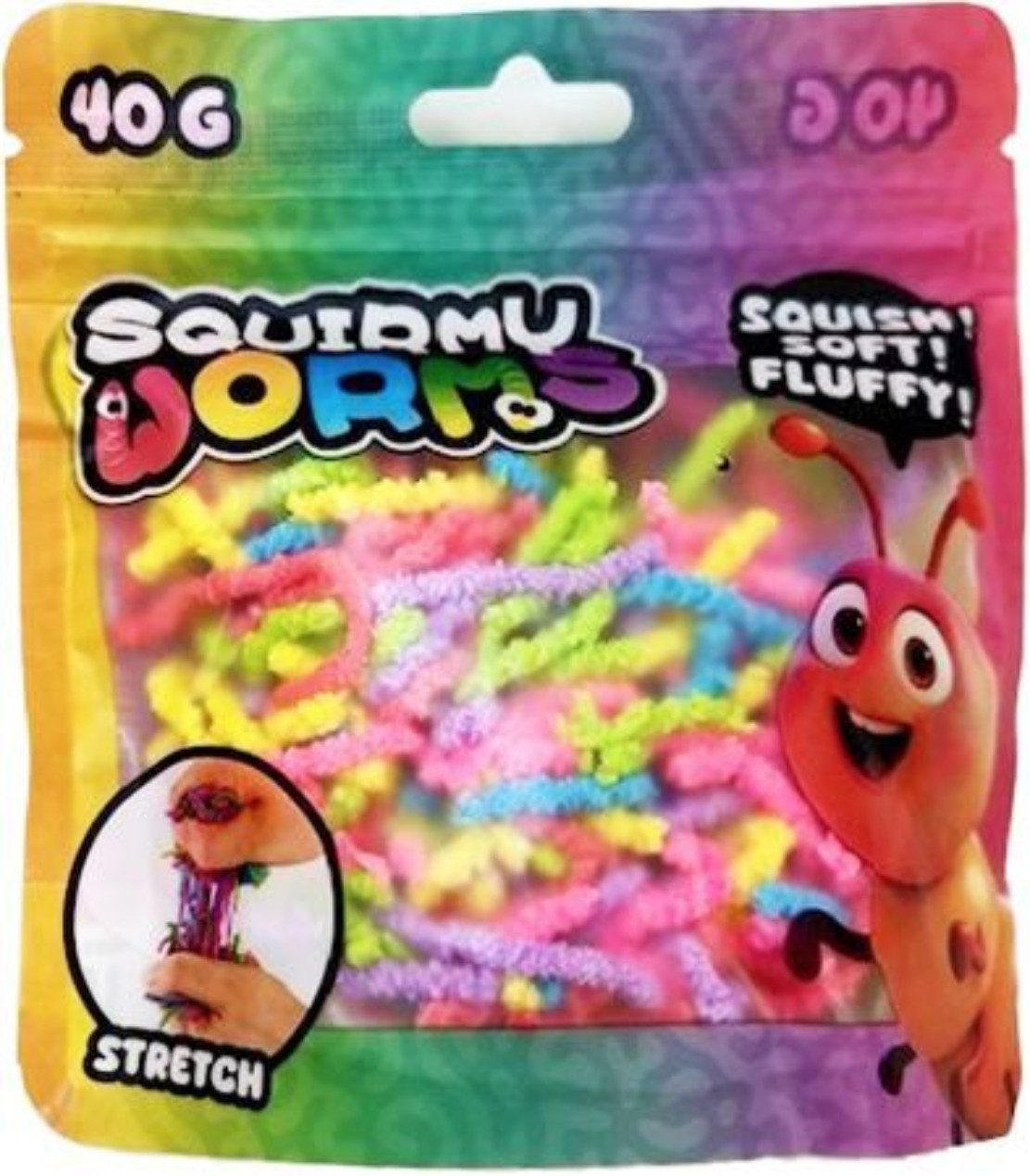 JOHNTOY Spiel Squirmy Worms 40g - 1 Zufällige Farbe aus 6 Varianten
