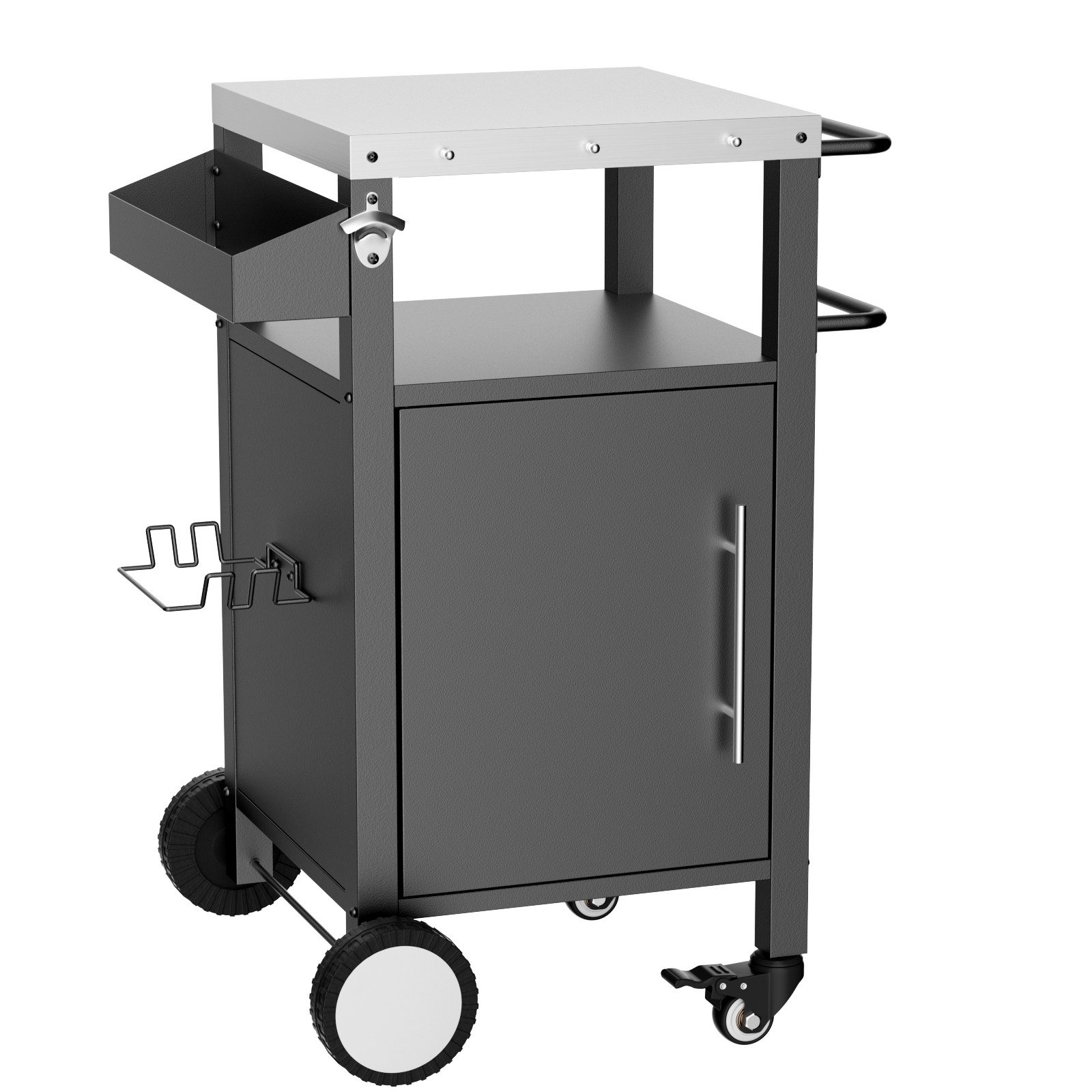 Grillablagetisch Servierwagen Grillwagen Edelstahl mit Stauraum, fahrbarer Grilltisch