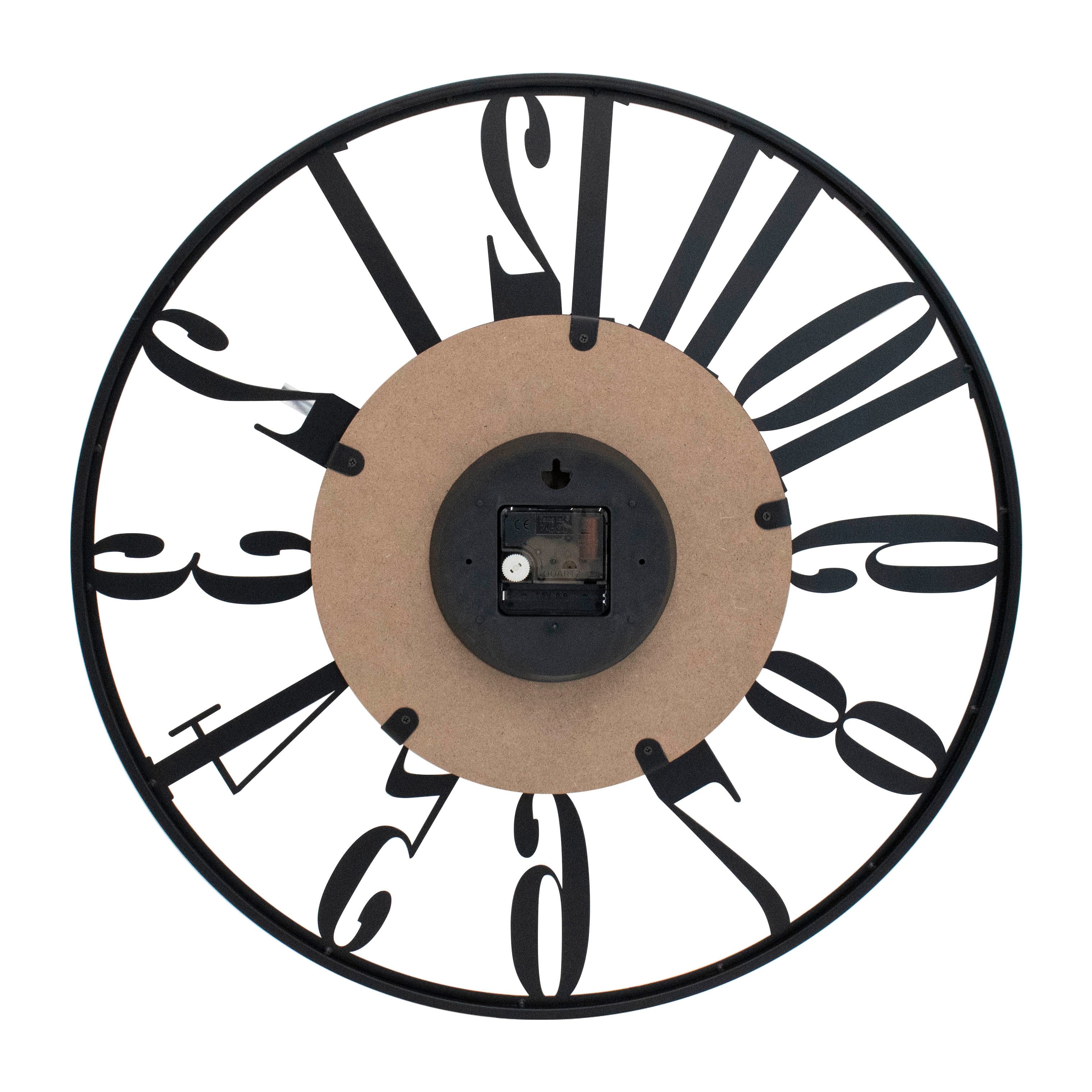 K&L Wall Art Wanduhr industrielle XL Holz-Metall Uhr ohne Tick-Geräusche (leises Quartz Uhrwerk)