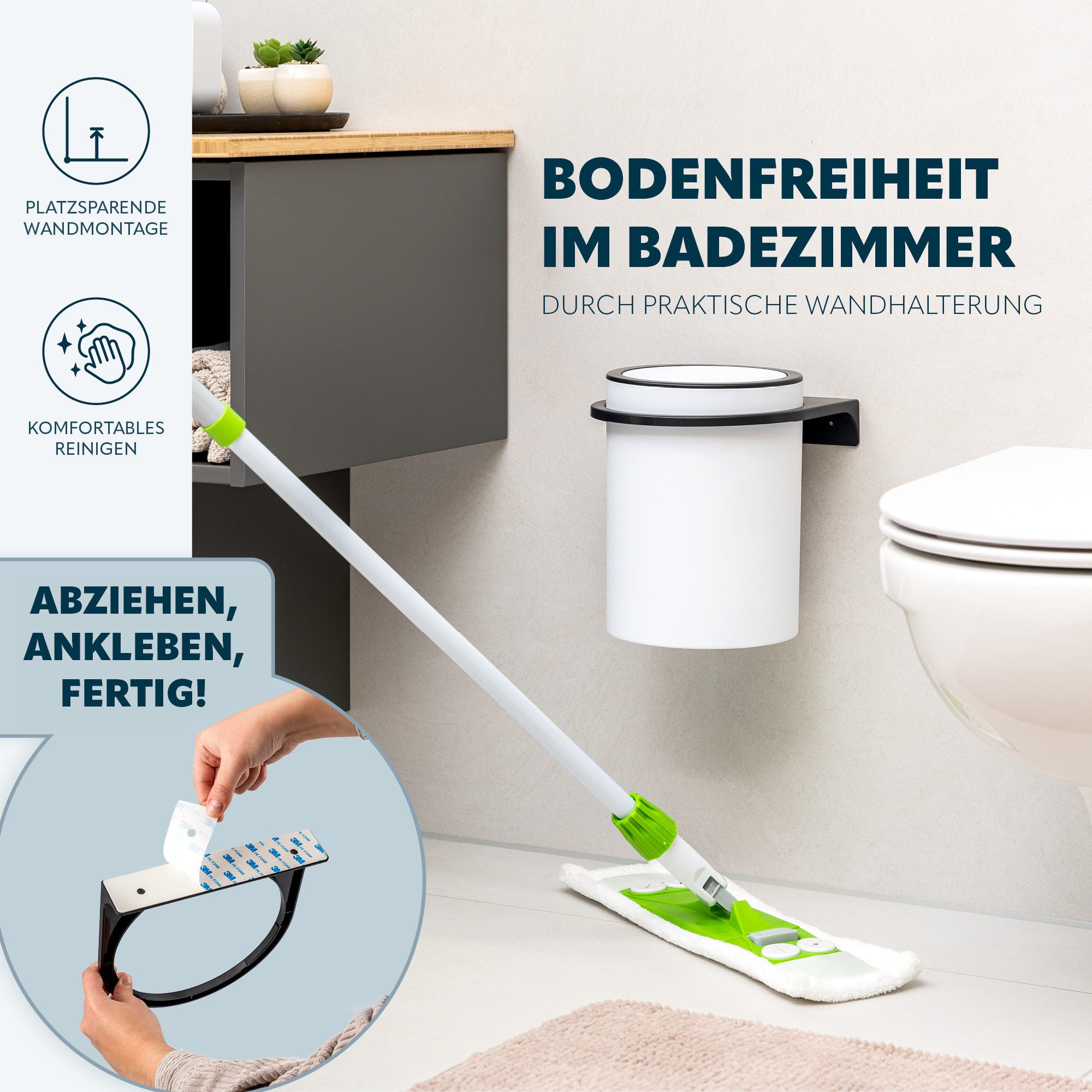 bremermann Kosmetikeimer Badeimer SAVONA inkl. Wandhalterung 5,5 Liter Kunststoff