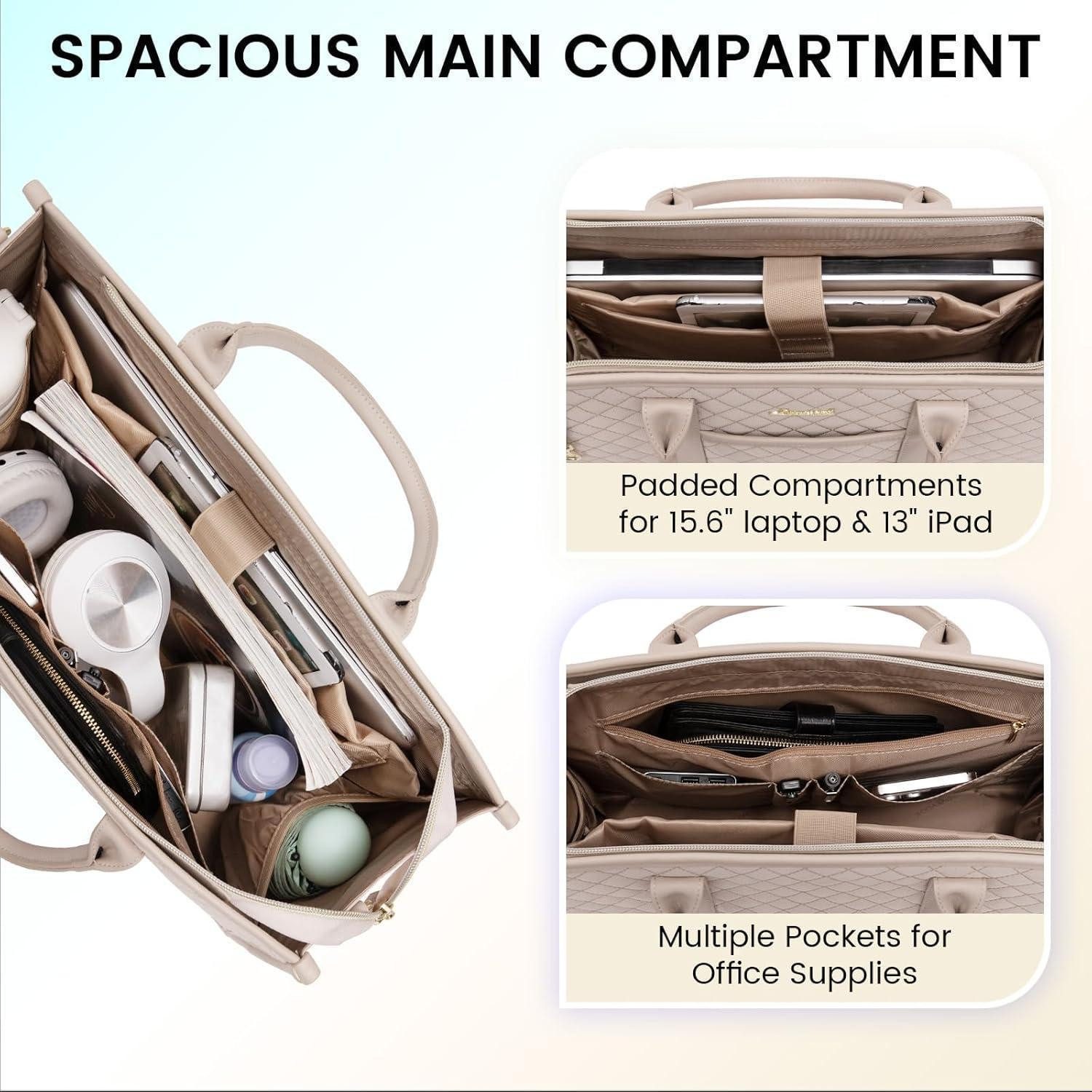 LuxusKollektion Laptoptasche Laptoptasche Damen Wasserdicht Leder Business 15,6 Zoll Graurosa