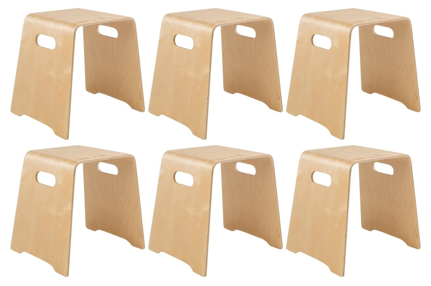Sitzhocker Stapelhocker, Birkenholz, mit Griffen, H 47 cm