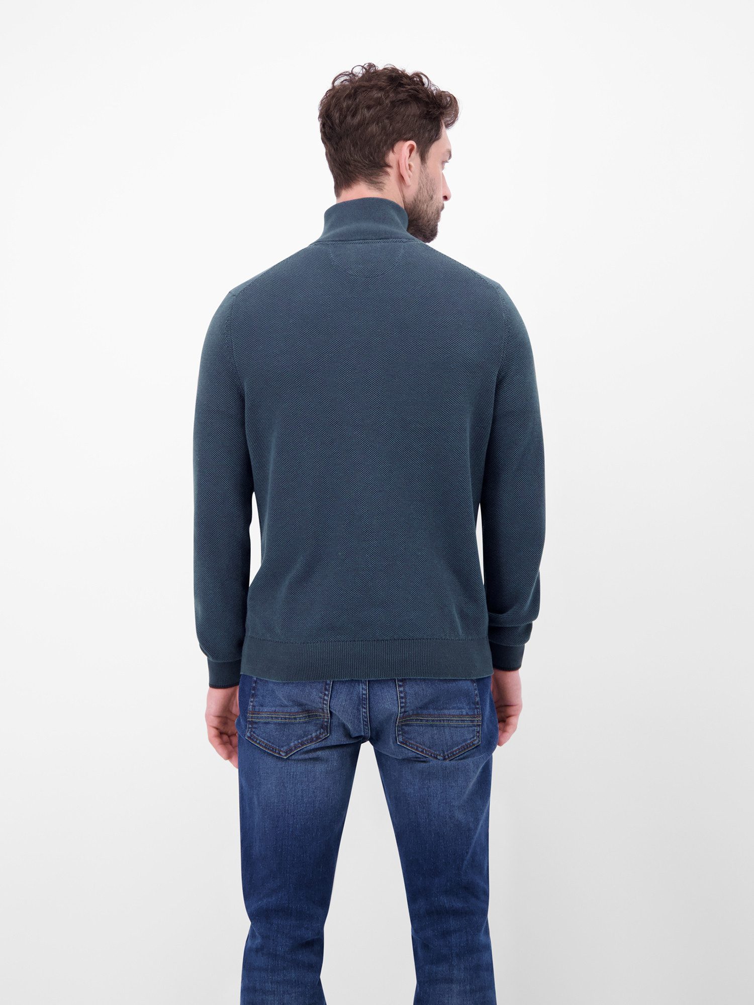 LERROS Sweatshirt Troyer in Strukturqualität Herrensweatshirt aus 100% Baumwolle & Troyer-Kragen mit Reißverschluss