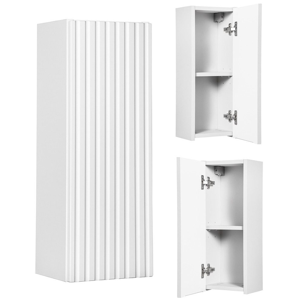 Lomadox Hängeschrank NEWPORT-56-WHITE Wandschrank Badschrank, weiß, gerillte Front, ca. 20/57/19cm