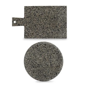 Zeller Present Küchenorganizer-Set Servierplatte, rund, Granit, anthrazit, Ø25 x 1 cm