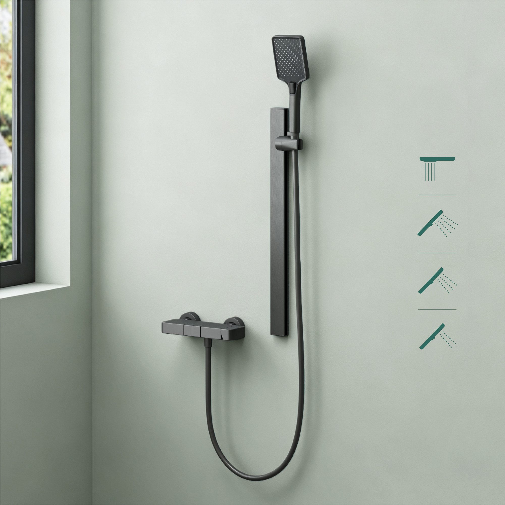 Mai & Mai Duschsystem Duscharmatur mit Regendusche Duschkopf 3 Strahlarten Arvexa-02, 3 Strahlart(en)