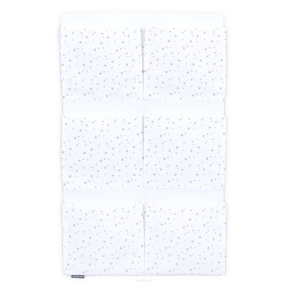 mamo-tato Betttasche BETT-ORGANIZER Babybetttasche Aufbewahrung Grau Weiß Sterne 40x65cm