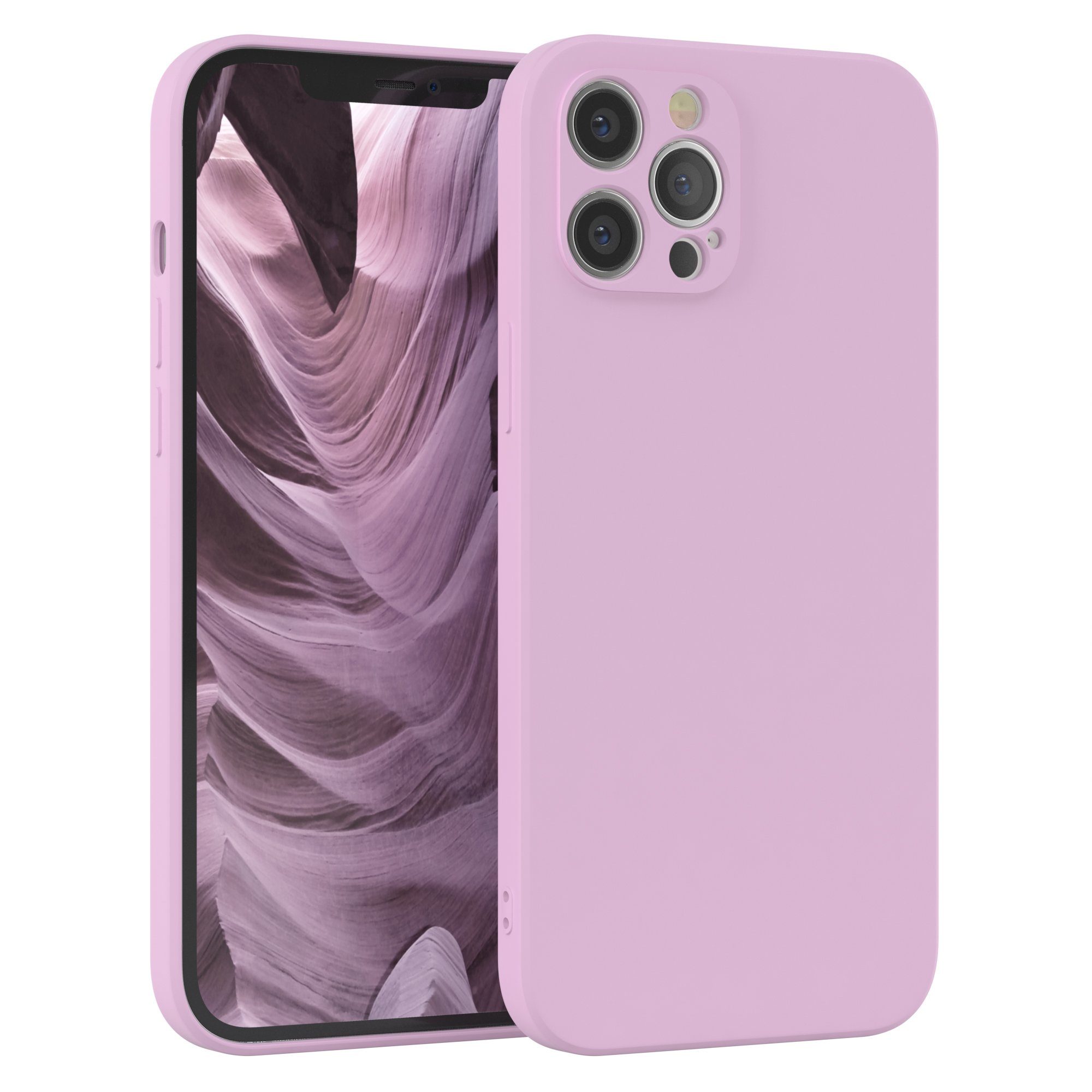 EAZY CASE Handyhülle TPU Hülle für Apple iPhone 12 Pro Max 6,7 Zoll, Hülle mit Kameraschutz handycover Soft Smart Slimcover Lila / Flieder
