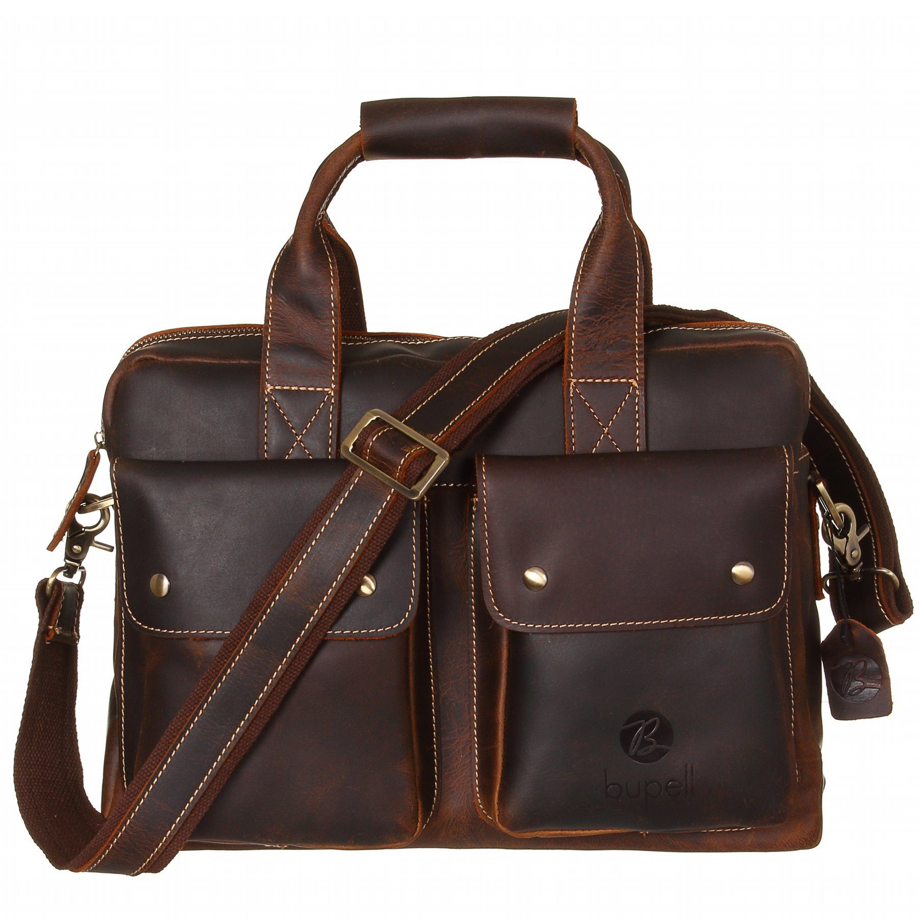 bupell Laptoptasche BUL407 - Business Aktentasche aus echtem Leder