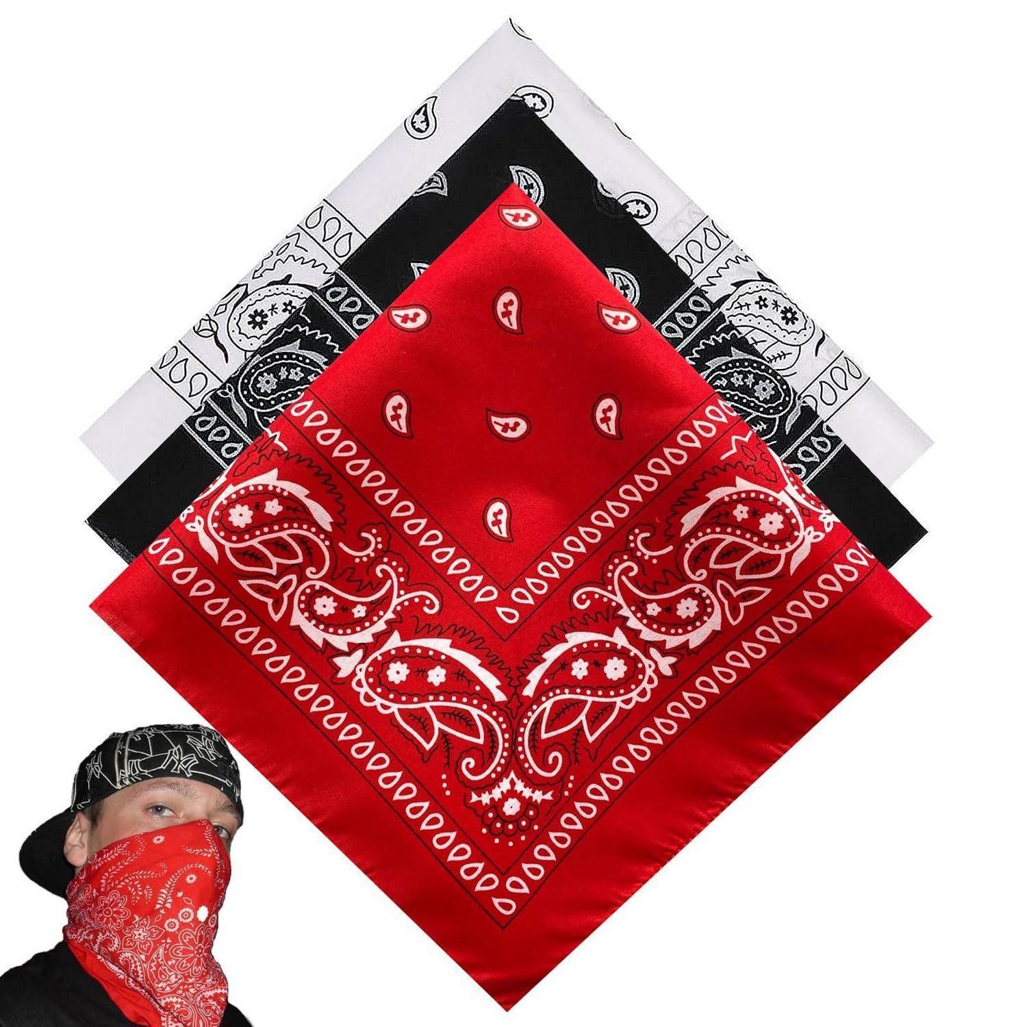 LuxusKollektion Bandana Bandana 3er Set Paisley Rot Schwarz Weiss 55x55cm, (3-St)
