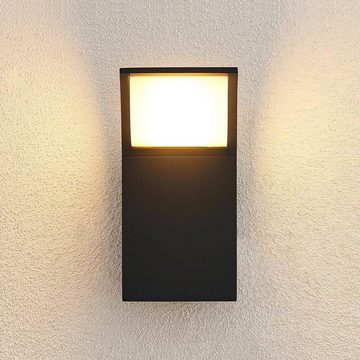Lucande LED Außen-Wandleuchte Tinna, LED-Leuchtmittel fest verbaut, warmweiß, Modern, Aluminium, Polycarbonat, anthrazit, weiß, 1 flammig, inkl.