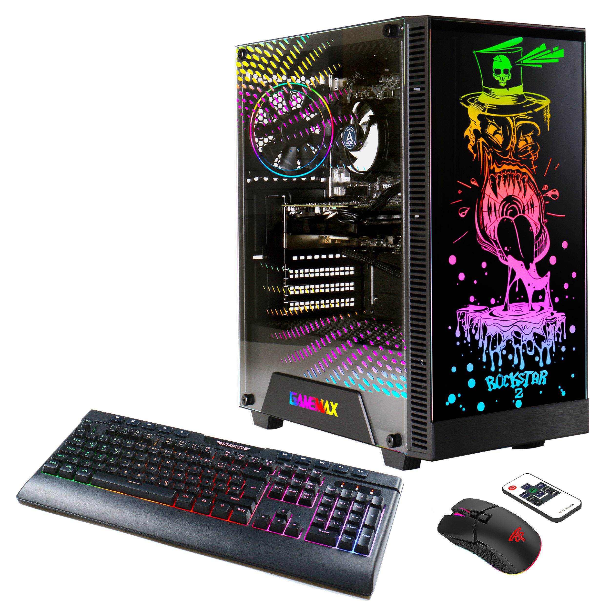 GAMEMAX Rockstar 7385 Gaming-PC (AMD Ryzen 7 5700X, GeForce RTX 4060, 32 GB RAM, 2000 GB SSD, Luftkühlung, Windows 11)