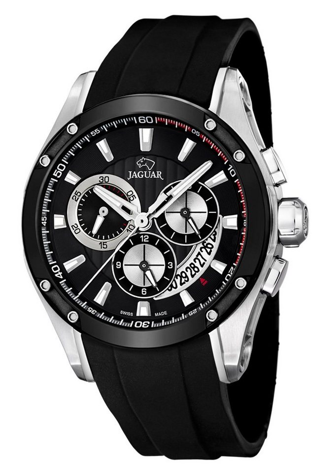 JAGUAR Chronograph Jaguar Herren Uhr Sport J688/1 PUR, Herren Armbanduhr  rund, PURarmband schwarz, Sport