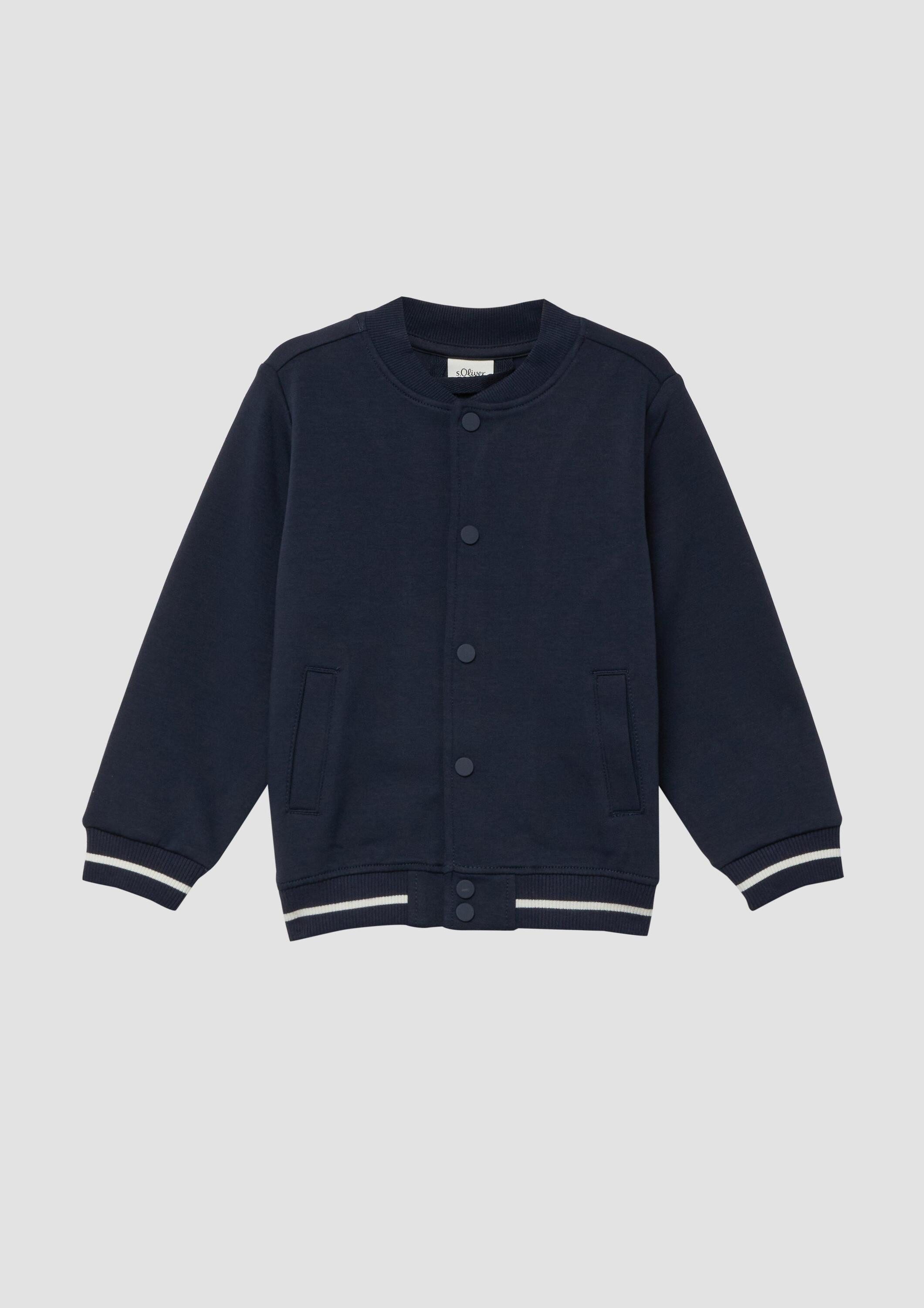 s.Oliver Sweatjacke Sweatshirt Jacke Sweat-Blouson mit Druckknöpfen und Streifen-Details