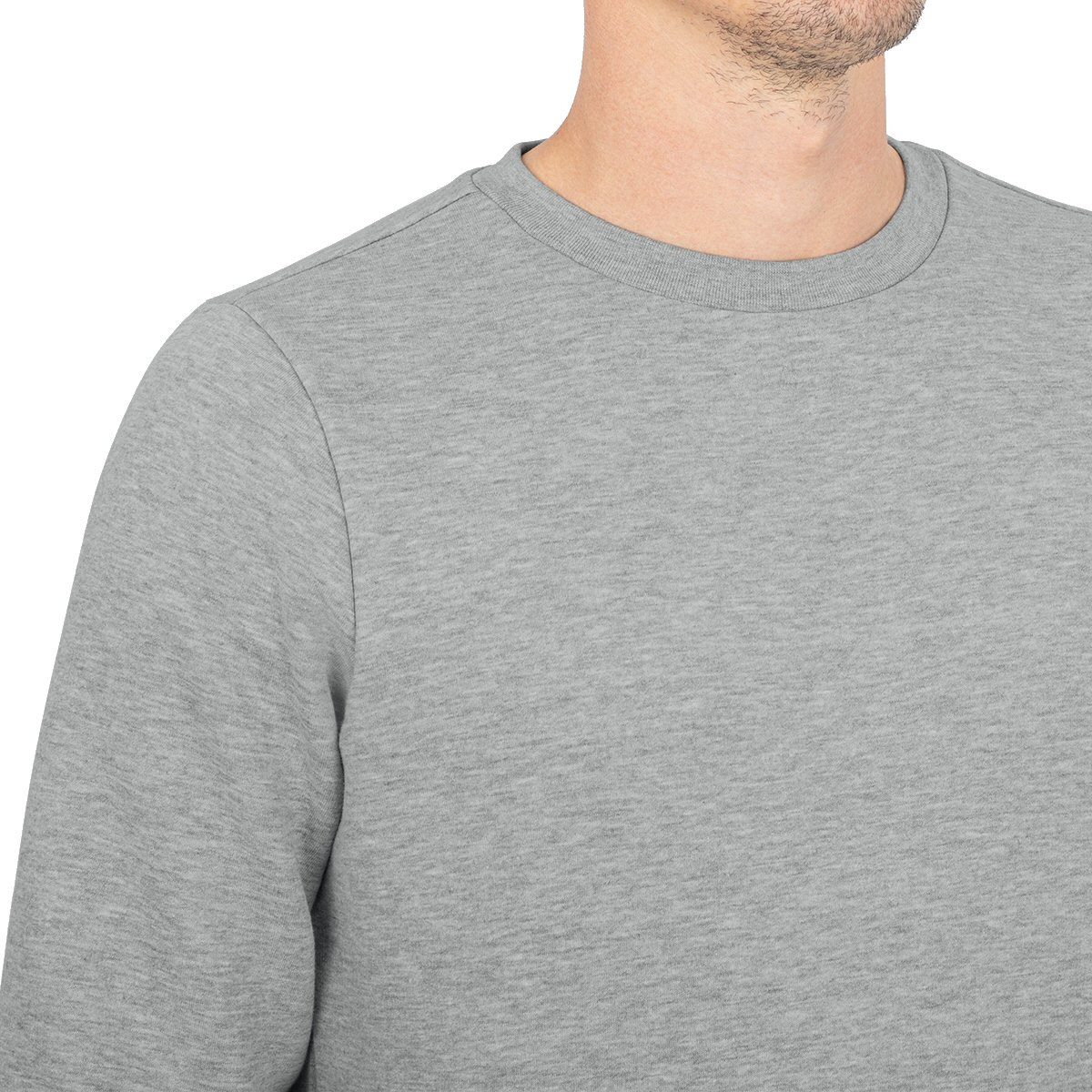 Jako Langarmshirt Sweat Organic (Freizeit, Bio-Baumwolle) hellgrau Herren