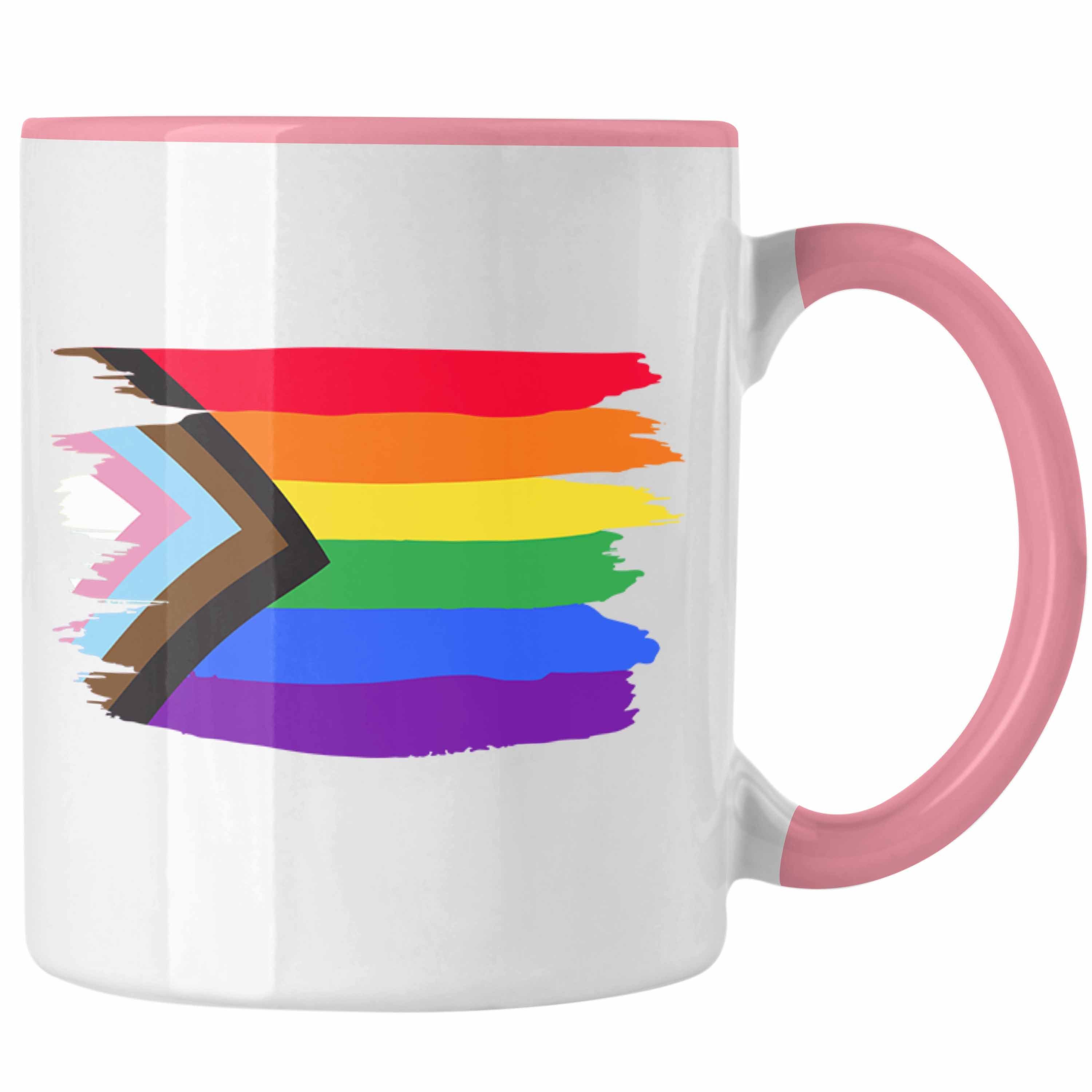 Trendation Tasse Trendation - Regenbogen Tasse Geschenk LGBT Schwule Lesben Transgender Grafik Pride Flagge Rosa