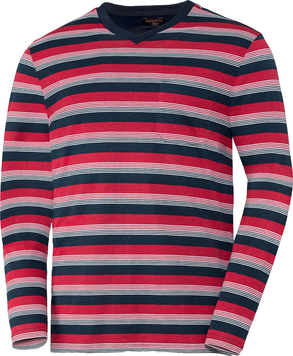 Franco Bettoni Pyjama (Spar-Set, 4-teiliges Pyjama-Set: 2 Langarmshirts und 2 Hosen) aus reinster Baumwolle