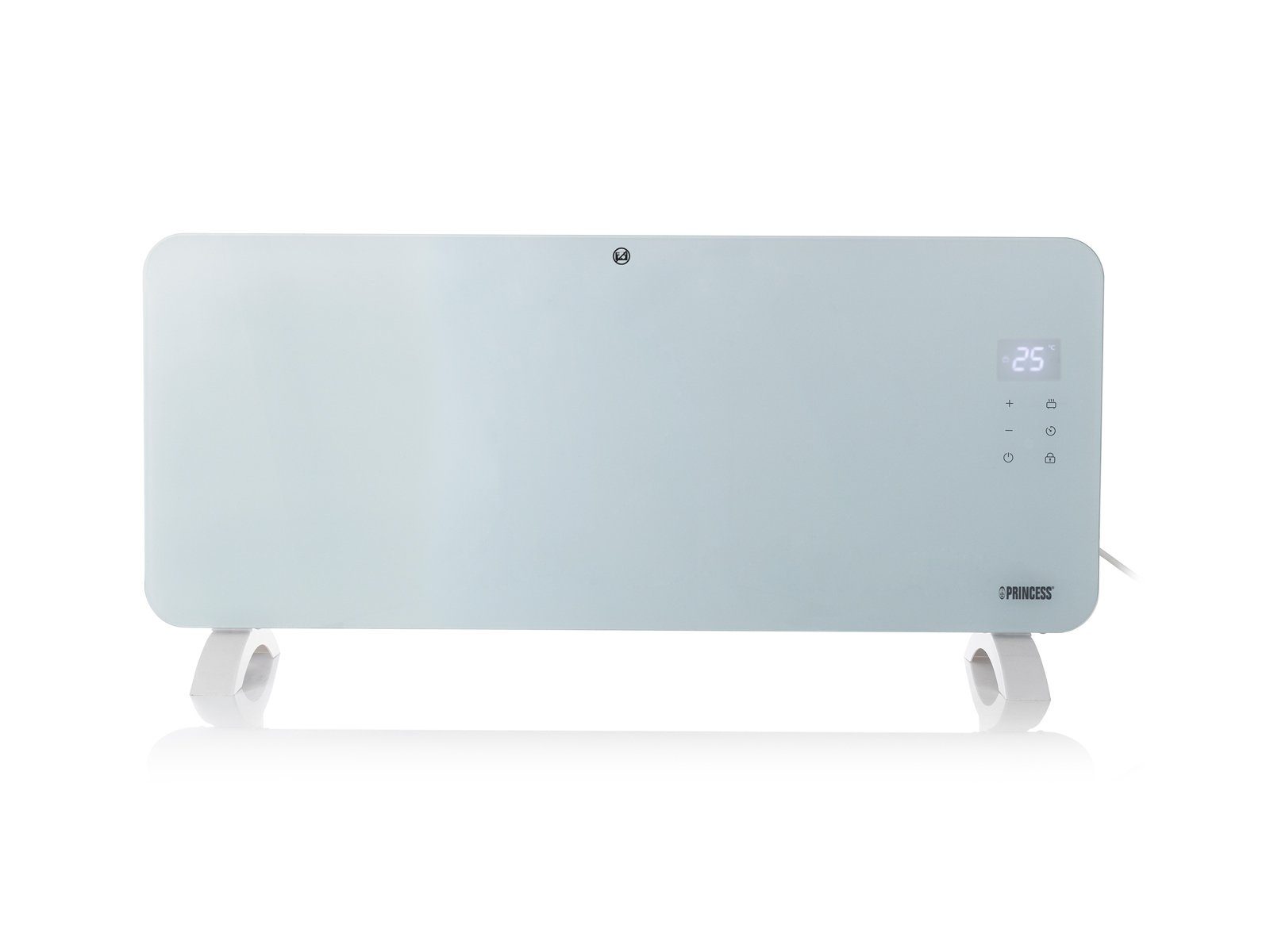 PRINCESS Konvektor, 2000 W, Smarte Elektroheizung Glaskörper Zusatzheizung Raumheizung Weiß 92cm