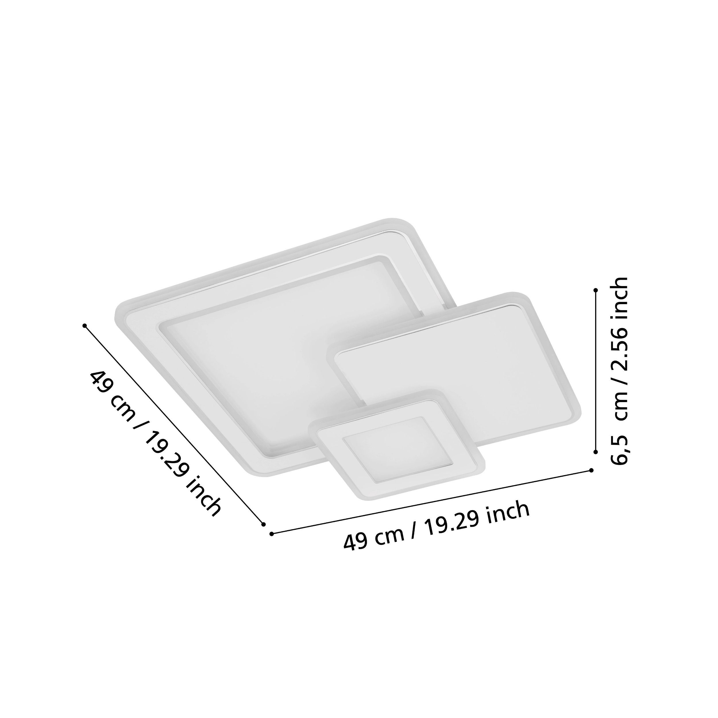 EGLO LED Deckenleuchte Mentalurgia, Leuchtmittel inklusive, Wand-/Deckenleuchte - L49 x B49 x H6,5 cm - weiß, chrom
