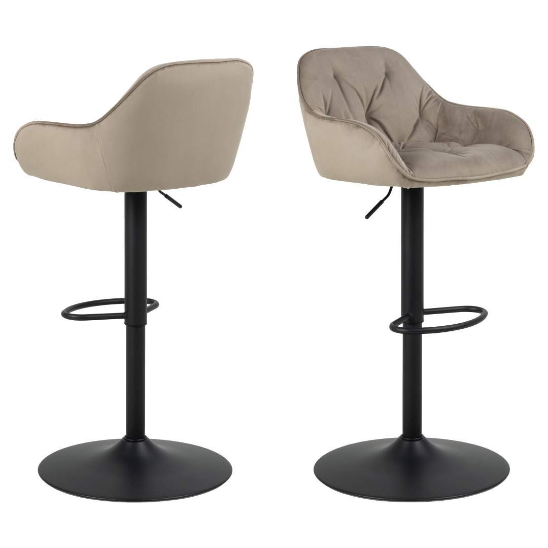 Barhocker 2er Set Brooke Barhocker Velour Drehfunktion beige
