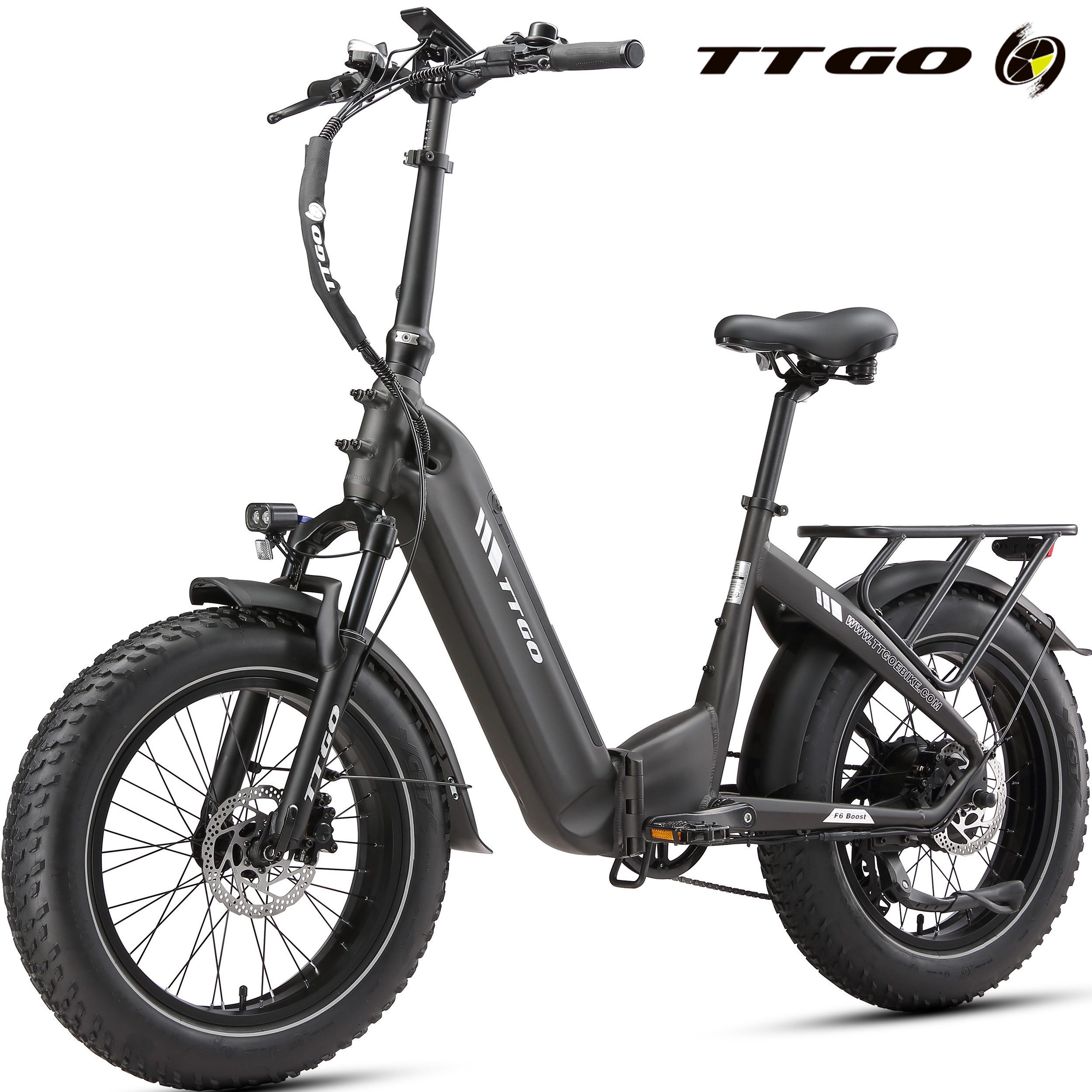 TTGO E-Bike Klapprad 20x4 Zoll, 70Nm Hinterradmotor, 140km, F6B, Drehmomentsensor, 7 Gang SHIMANO, Kettenschaltung, Heckmotor, 864 Wh, MAX. 150kg, Federgabel mit Lockout, Elektrofahrrad, hydr. Bremsen