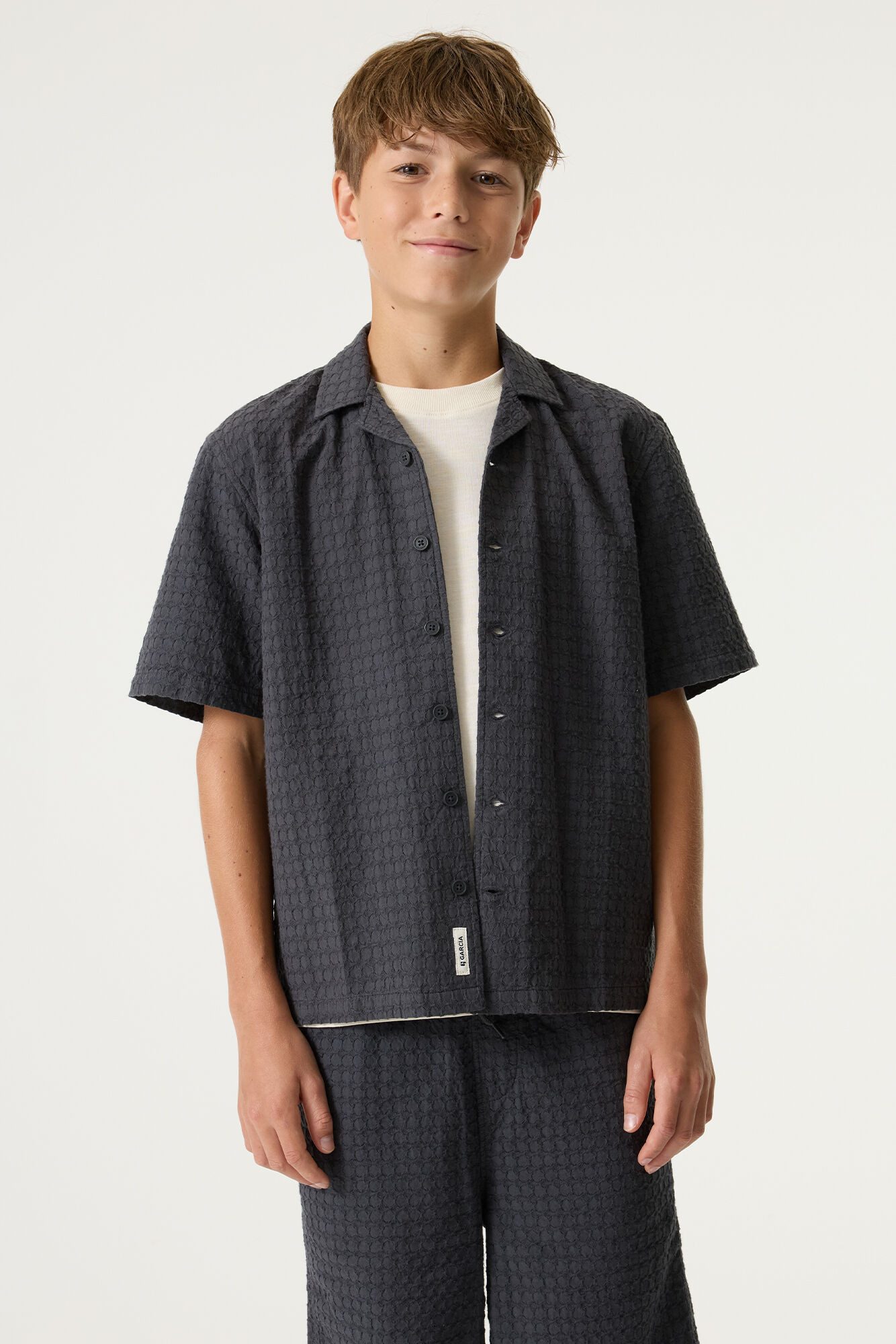 Garcia Kurzarmhemd in Waffle-Optik